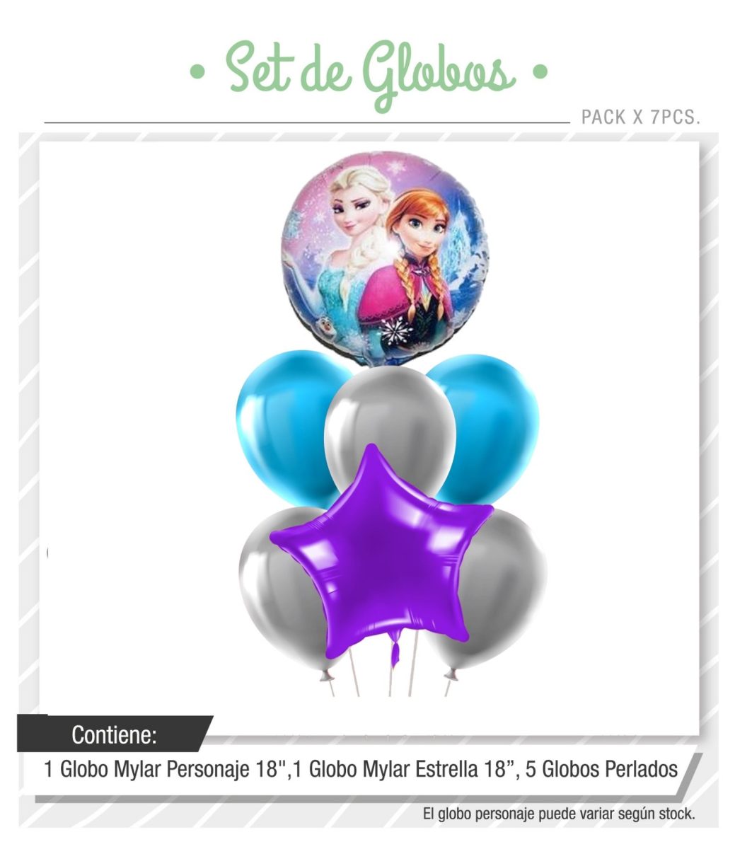 Set de globos Frozen 7pcs - El Cotillonero