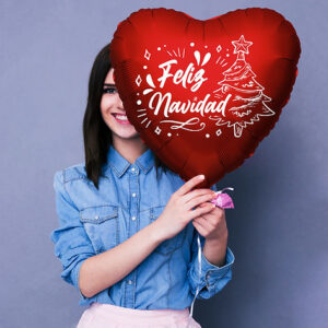 Globo corazón Rojo Feliz Navidad x1