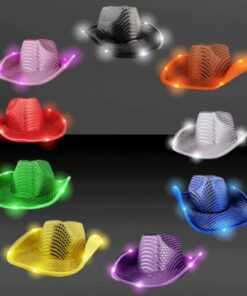 Sombrero cowboy vaquero lentejuela luminoso x 1